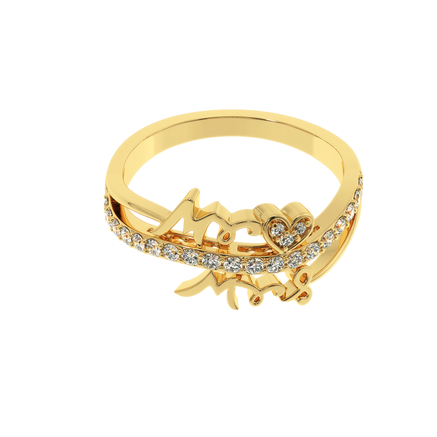 Solitairekart-Mr & Mrs Heart Ring 0.29ct Lab Diamond 14K YG